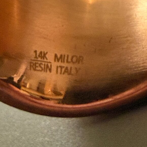 Italian Rose Gold 14K Resin Ribbed Ring Size 9 - Picture 3 of 3